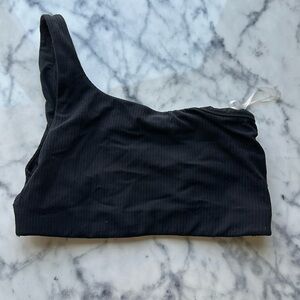 Black lululemon asymmetrical one shoulder ribbed sports bra